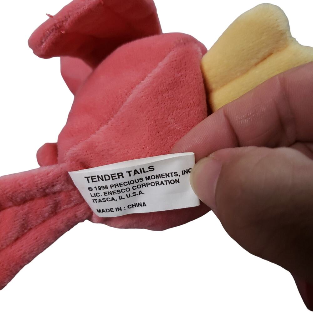 Vintage 90s Precious Moments Tender Tails Flamingo & Cardinal Plush Toys EUC - Picture 7 of 13